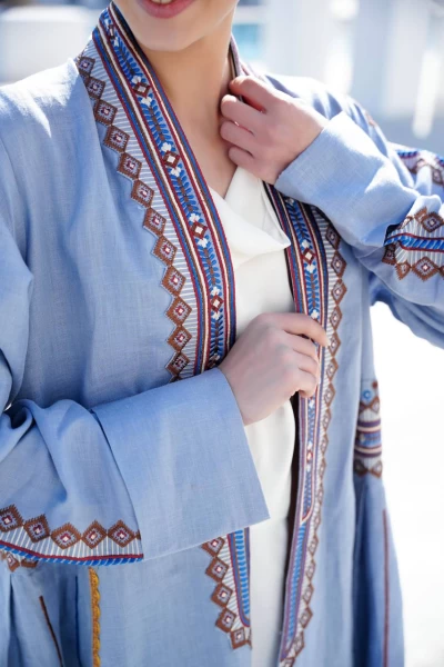 Lenin abaya in sky blue with embroidery C:IB293